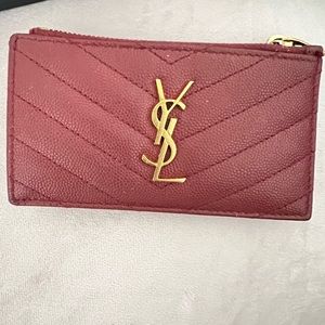 YSL- Red Authentic Mini Coin Wallet. Preowned. Style# 607915BOW01